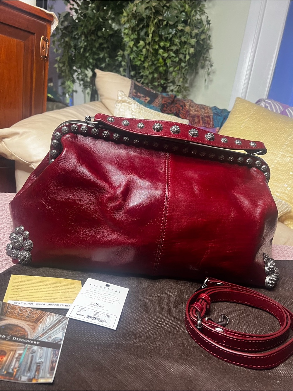Patricia Nash Oxblood Discovery Collection Satchel - Picture 6 of 17